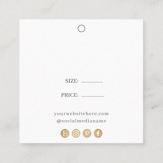 シンプルホワイトロゴソーシャルぶら下がったメディアの価格ラベル スクエア名刺 (裏面)
