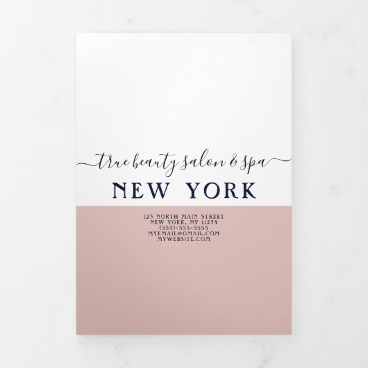 シンプルホワイトローズ金ゴールドサロンスパ価格表 三つ折り招待状 (カバー)