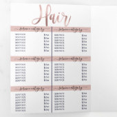 シンプルホワイトローズ金ゴールドサロンスパ価格表 三つ折り招待状 (内部最初)