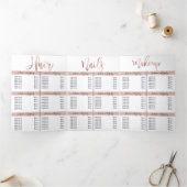 シンプルホワイトローズ金ゴールドロゴサロンスパ価格表 三つ折り招待状 (内部)