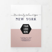 シンプルホワイトローズ金ゴールドロゴサロンスパ価格表 三つ折り招待状 (カバー)