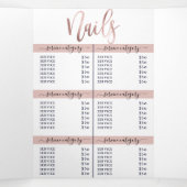 シンプルホワイトローズ金ゴールドロゴサロンスパ価格表 三つ折り招待状 (内部中)