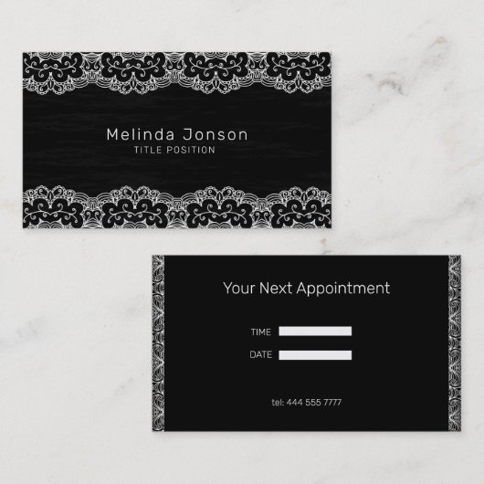 シンプルホワイトヴィンテージレース 名刺 (正面/裏面)