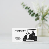 シンプルホワイト及びブラックカートゴルフインストラクター 名刺 (スタンド正面)