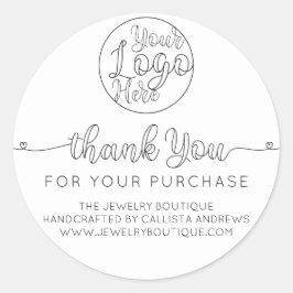 シンプルホワイト手書きハート ラウンドシール