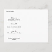 シンプルホワイト文字卒業日を保存 ポストカード (裏面)