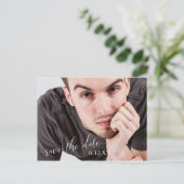 シンプルホワイト文字卒業日を保存 ポストカード (スタンド正面)