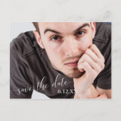 シンプルホワイト文字卒業日を保存 ポストカード (正面)