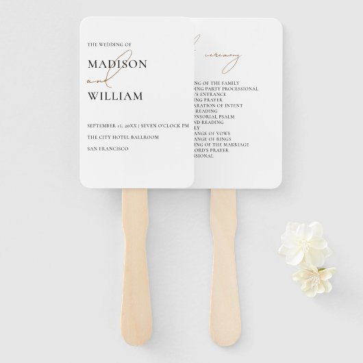 シンプルホワイト結婚式 プログラムハンドファン ハンドファン (正面&裏面)