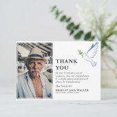 シンプルホワイト鳩フォト葬儀悔やみや弔慰 サンキューカード (スタンド正面)