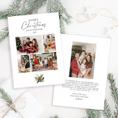 シンプルホワイト4フォトコラージクリスマスグリーン シーズンカード