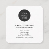 シンプルホワイトQRコードロゴ スクエア名刺 (正面)