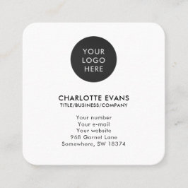 シンプルホワイトQRコードロゴ スクエア名刺