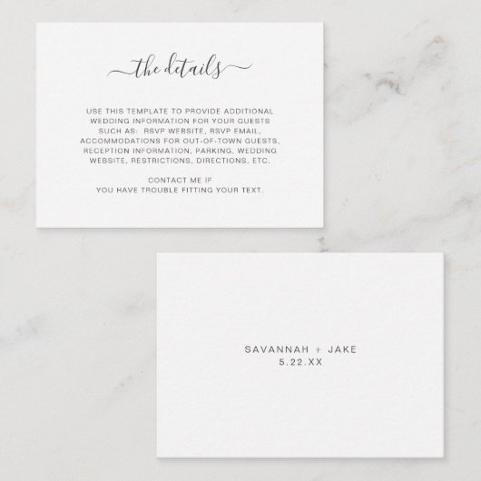 シンプルホワイ結婚トの情報詳細 エンクロージャーカード (正面/裏面)