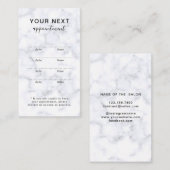 シンプルホワエレガントイトマーブル美しいサロン 予約カード (正面/裏面)