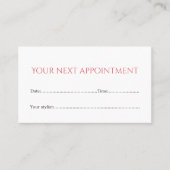 シンプルホワエレガントイトローズ美しいアポイントメントカード 予約カード (正面)