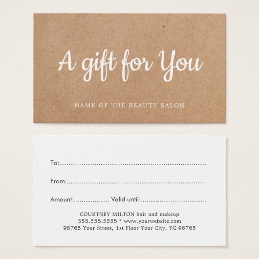 シンプルホワエレガントイト印刷クラフト美しいサロン (正面&裏面)