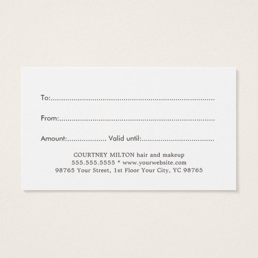 シンプルホワエレガントイト印刷クラフト美しいサロン (裏面)