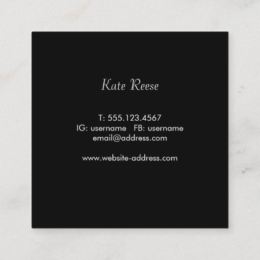 シンプルホワスタイリッシュイトレザープロフェッショナルスタイリスト スクエア名刺 (裏面)