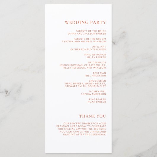 シンプルホワミニマルイトシトラスグローブ結婚式 プログラム (裏面)