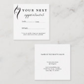 シンプルホワミニマルイト&ブラック美しいサロンアポイン 予約カード (正面/裏面)