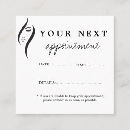シンプルホワミニマルイト&ブラック美しいサロンアポイン 予約カード