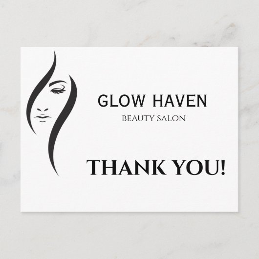 シンプルホワミニマルイト&ブラック美しいサロンポストカ ポストカード (正面)