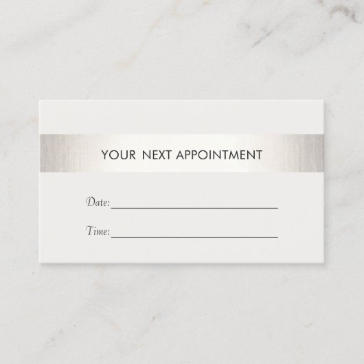 シンプルホワモダンイフェイクシルバーストライプアポイントメント 予約カード (正面)