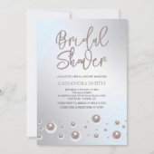 シンプルホワユニークイトパールシルバーブライダルシャワー 招待状 (正面)