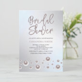 シンプルホワユニークイトパールシルバーブライダルシャワー 招待状 (スタンド正面)