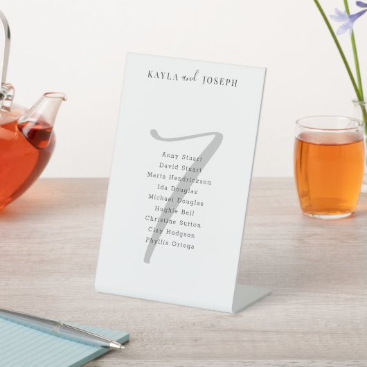 シンプルホワ結婚イトのゲストリストテーブル番号7 台座サイン (インサイチュ)