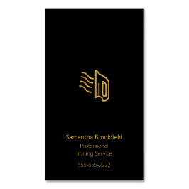 シンプルホームアイロンサービスブラック マグネット名刺