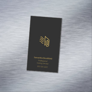 シンプルホームアイロンサービスブラック マグネット名刺