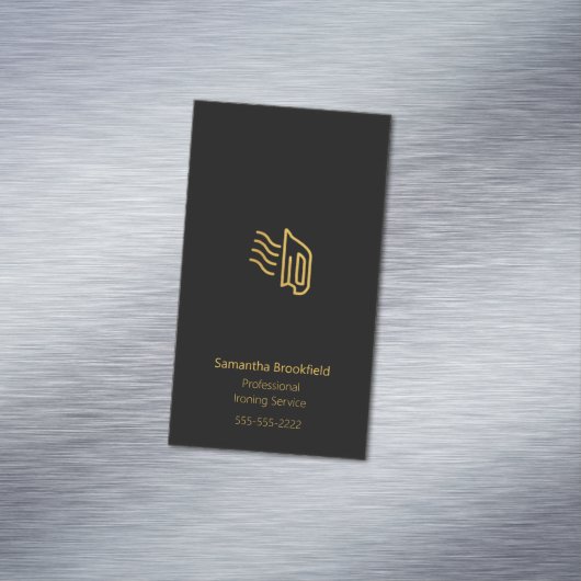 シンプルホームアイロンサービスブラック マグネット名刺 (インサイチュ)