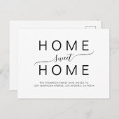 シンプルホームスイートホームスクリプトタイポグラフィ移動 案内ポストカード (正面/裏面)
