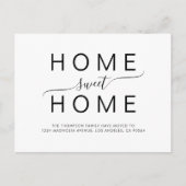 シンプルホームスイートホームスクリプトタイポグラフィ移動 案内ポストカード (正面)