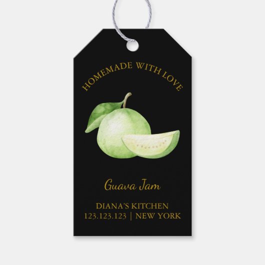 シンプルホームメイドグアバジャムつるラベルlブラック ギフトタグ (正面)