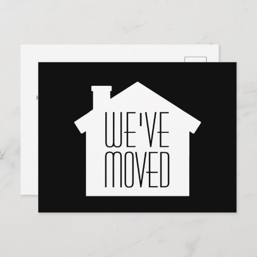 シンプルホームモダンの新しいアドレス | 引っ越しました黒 案内ポストカード (正面/裏面)