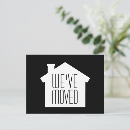 シンプルホームモダンの新しいアドレス | 引っ越しました黒 案内ポストカード (スタンド正面)