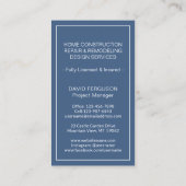 シンプルホームロゴモノグラムバーチカルネイビーブルーホワイト 名刺 (裏面)