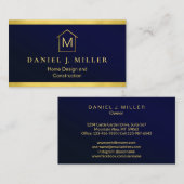 シンプルホームロゴモノグラムモダンネイビーブルー 名刺 (正面/裏面)