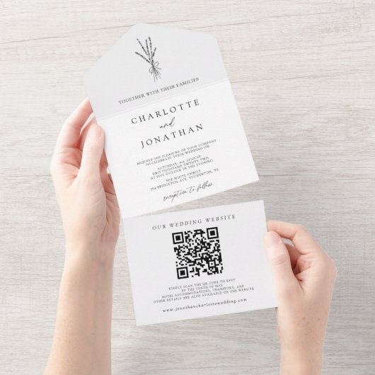 シンプルボタニカルオールインワン結婚式招待状 オールインワン招待状 (貼ってはがせる)