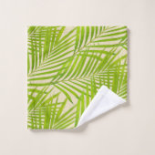 シンプルボタニカルグリー離れンパームオンベージュ バスタオルセット (ウォッシュタオル)