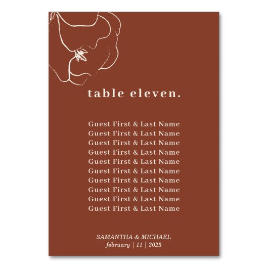 シンプルボタニカルフローラテラコッタゲストハウス テーブルナンバー (正面)