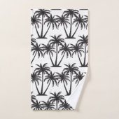 シンプルボタニカルブラックパームツリーオンホワイト バスタオルセット (ハンドタオル)