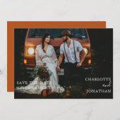 シンプルボタニカルボヘミアンテラコッタフォトウェディン セーブザデート (正面/裏面)