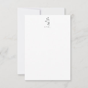 シンプルボタニカルミニマルモノグラム結婚ボホーズ サンキューカード