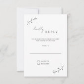 シンプルボタニカルモダンシミニマルッ結婚クス 出欠カード (正面)