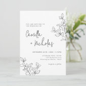 シンプルボタニカルモノグラムブラック&ホワイト結婚ズ 招待状 (スタンド正面)