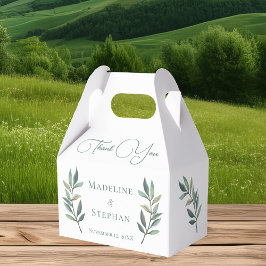 シンプルボタニカルユーカリプタスリーフシック秋の結婚式 フェイバーボックス